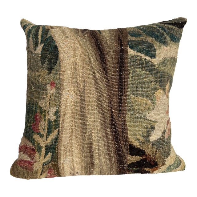 17th Century Flemish Tapestry Floral Pillow For Sale