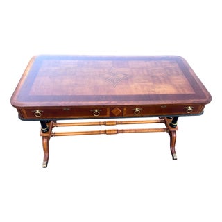 Late 20th Century Regency Style Inlaid Writing Desk For Sale