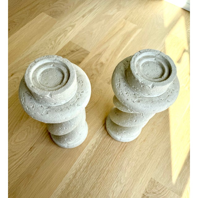 1988 Bon Art Michael Taylor Style Spiral Plaster Candlesticks, a Pair For Sale - Image 9 of 11