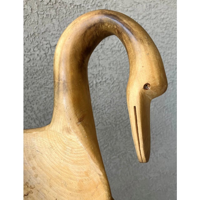 Wood Mid 20th-Century Hand-Hewn Swan-Shaped Decorative Wooden Bowl / Cachepot, Mexico For Sale - Image 7 of 18