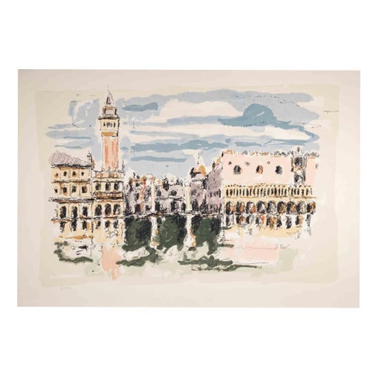 Franco Marzilli, View of Venice, Lithograph, 1980s For Sale