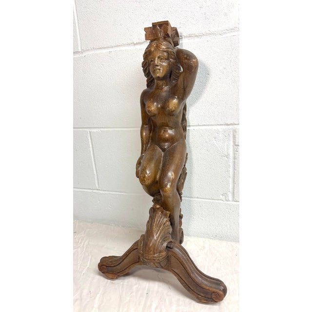 Antique 19th Century Hand Carved Lady Nude Lady Architectural Salvage Sculpture For Sale - Image 4 of 14
