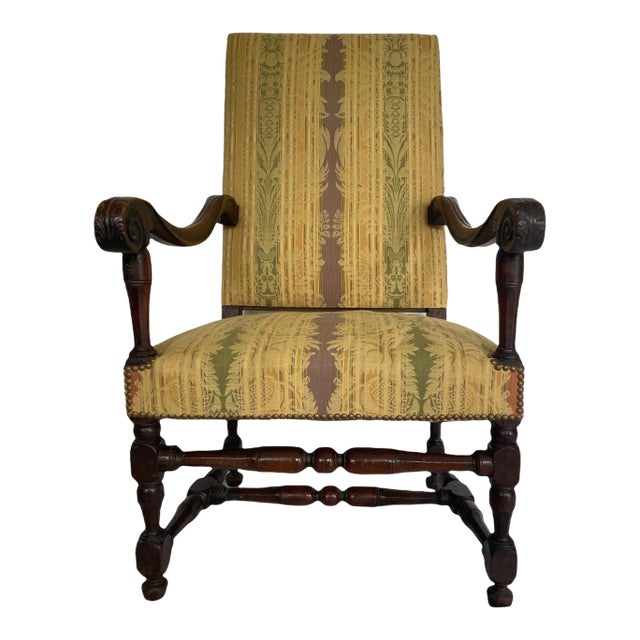 17th Century Antique French Wooden Armchair For Sale