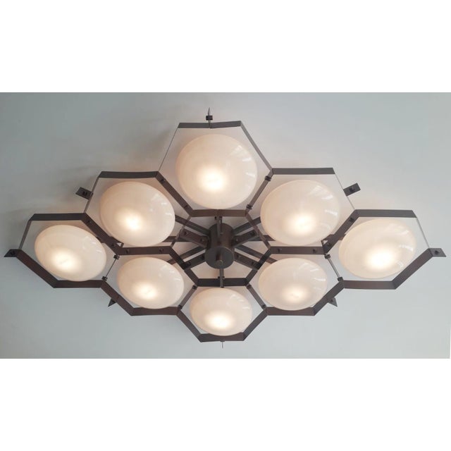 Not Yet Made - Made To Order 21st Century Beehive Bronze Glossy Gray Murano Flush Mount by Fabio LTD For Sale - Image 5 of 7