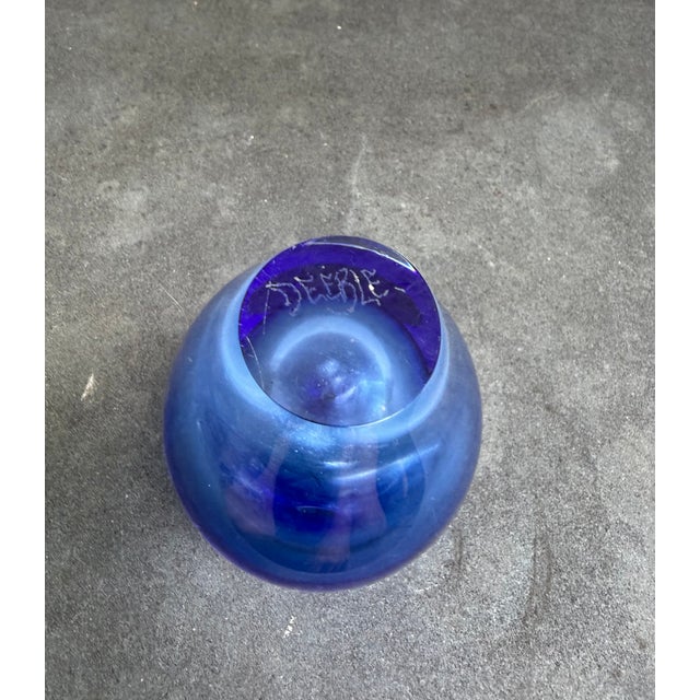 Handblown glass vase produced by Robert Deeble Vermont , USA. The bottom of the vase is etched with the artist last name.