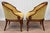 French Vintage Neoclassical Gold Stripped Mahogany Barrel Club Chairs - A Pair For Sale - Image 3 of 11