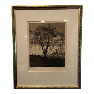 Vintage Etching Print "Egenberg" by Artist Christian Christensen For Sale
