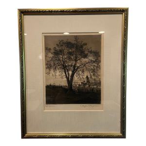 Vintage Etching Print "Egenberg" by Artist Christian Christensen