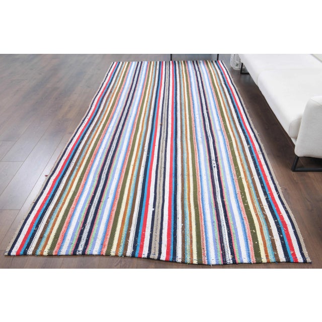 Vintage Turkish Hand-Knotted vintage rug is a semi-antique vintage kilim area rug.'70s Eastern region of Turkey's unique...