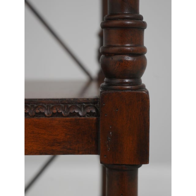 2010s Maitland Smith 3 Tier Regency Style Mahogany Cart or Stand For Sale - Image 5 of 15