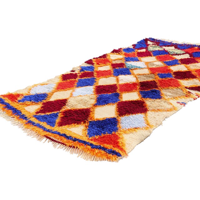 21953 Vintage Azilal Moroccan Rug, 02'11 x 05'10. The Guardian's Lattice: A Vintage Azilal Moroccan Masterpiece of...