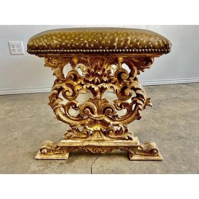 Ostrich Embossed Silvered Benches With Nailhead Trim Detail For Sale - Image 9 of 17