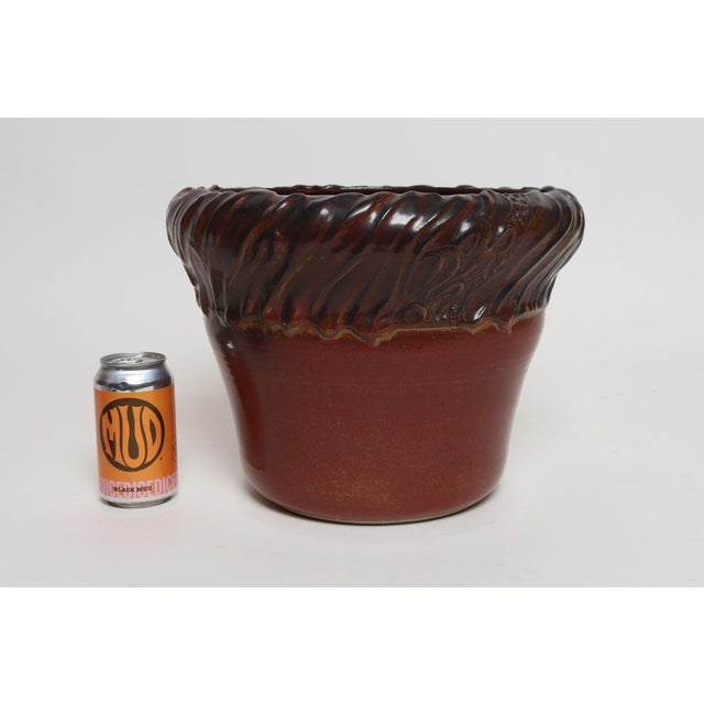 Red Large Vintage Red, Ochre and Slate Incised Ceramic Planter by Deanna Nichols For Sale - Image 8 of 18