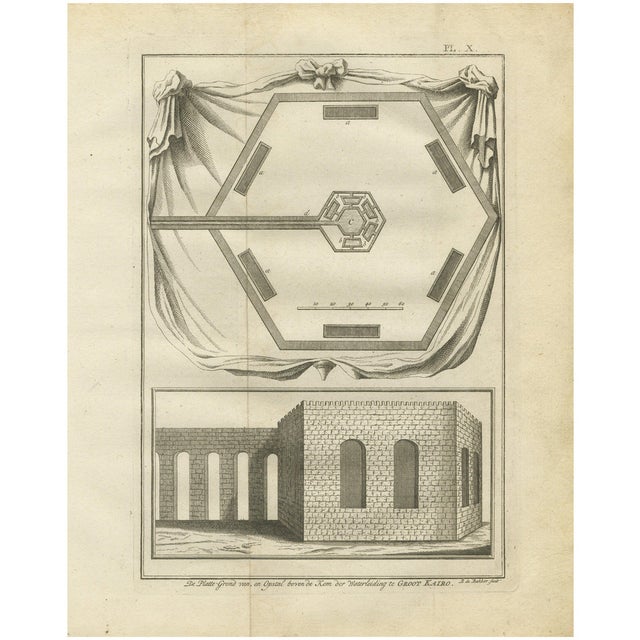 Waterworks Structure and Plan in Grand Cairo Aqueduct System, 1776, Paper For Sale