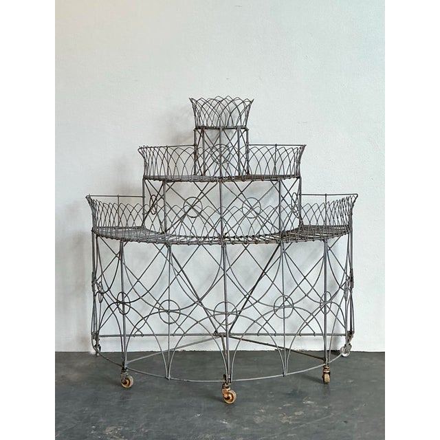 Vintage Trellis Wrought Iron Plant Stand For Sale - Image 12 of 12