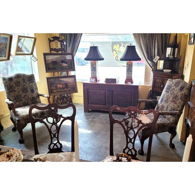 Pair of Gainsborough Library Chairs in the Irish Georgian Style For Sale - Image 12 of 12