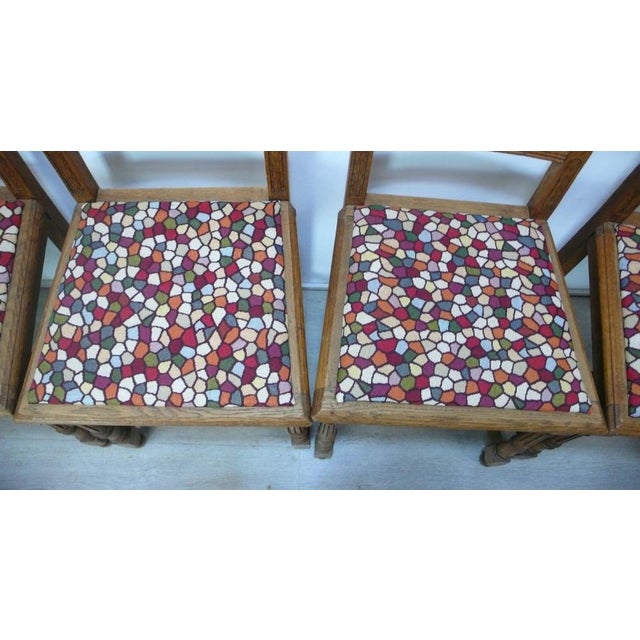 Textile Antique Chairs in Oak, Set of 6 For Sale - Image 7 of 9