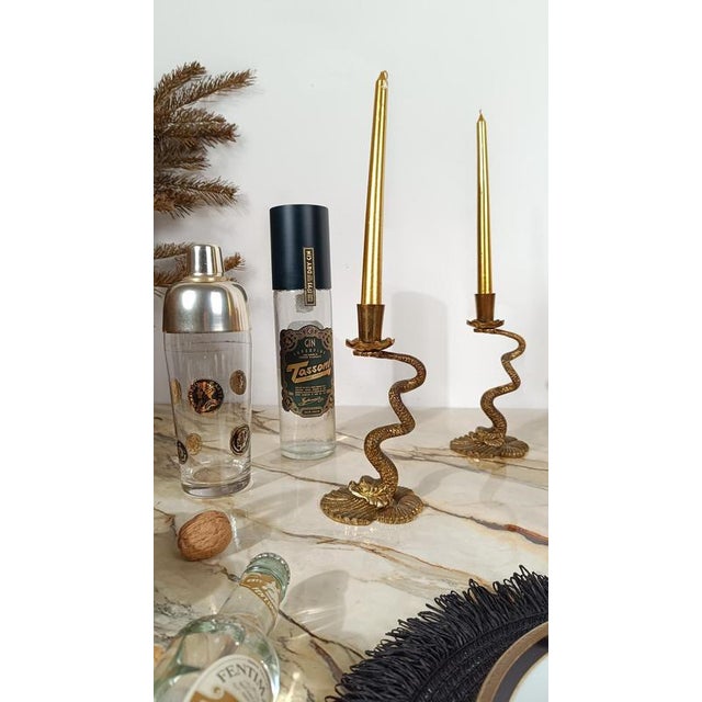 Baroque Vintage Italian Baroque Style Brass Dolphin Candlesticks, 1950s, Set of 2 For Sale - Image 3 of 18