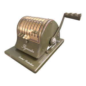 Vintage Paymaster Check Writer & Protector Machine, Industrial Olive Green Metal, Mid-Century Office Decor