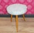 Wood Stool with Filigree Legs & Pastel Blue Fluff Cover For Sale - Image 9 of 9