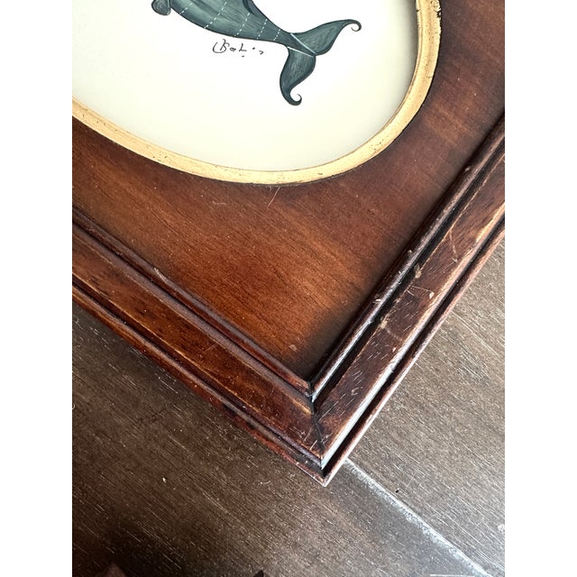 Nautical Original Hand-Painted Whale Painting, Framed For Sale - Image 3 of 5