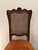 Lovely set of 6 French Provincial style carved mahogany dining chairs having caned backs and suede upholstered seats.