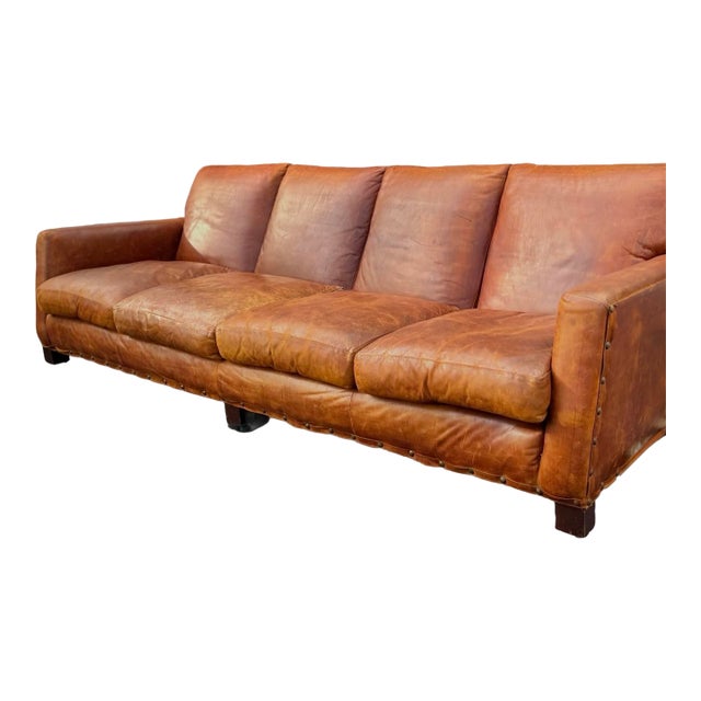 Vintage Ralph Lauren Leather Sofa For Sale