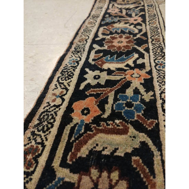 Antique Farahan Sarouk Rug, Handmade Oriental Rug, Ivory, Lt Blue Navy Very Fine For Sale In New York - Image 6 of 11