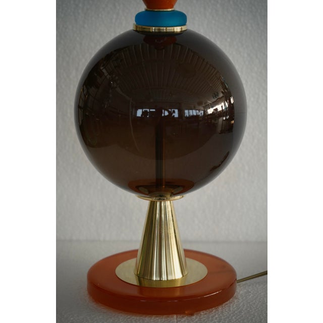 Art Deco Murano Round Black and Orange Art Glass Table Lamp, 2000 For Sale - Image 6 of 10