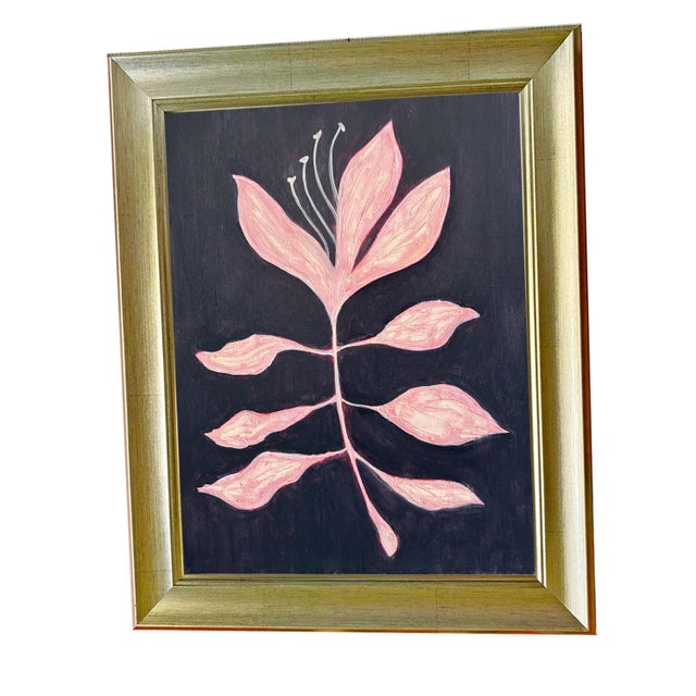 Both finished in matching brushed gold frames. Ready to hang as acquired. Medium: Oil sticks on canvas Frame: Gold,...
