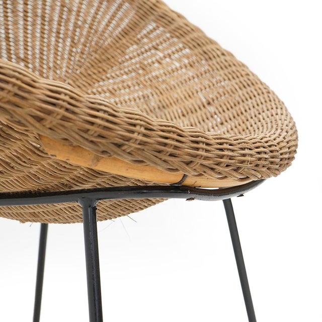 Woven Rattan Armchair, 1950s For Sale - Image 11 of 14