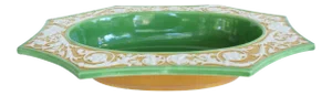 Early 1900s Neoclassical Czechoslovakian Art Pottery Serving Bowl With Embossed Robert Adam Motif