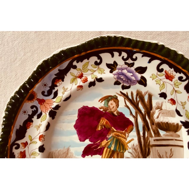 Magnificent & Rare Copeland Spode "December" Cabinet Plate - Dashing Elizabethan Skater, C. 1894 For Sale - Image 6 of 12