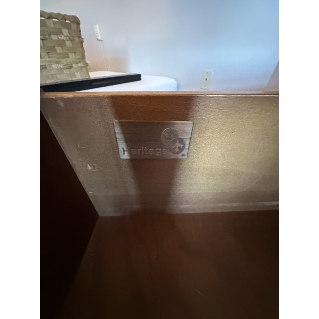 Wood Vintage Drexel Heritage Brittany Collection Louis XV French Provincial Double Dresser With Removable Trifold Mirror For Sale - Image 7 of 11