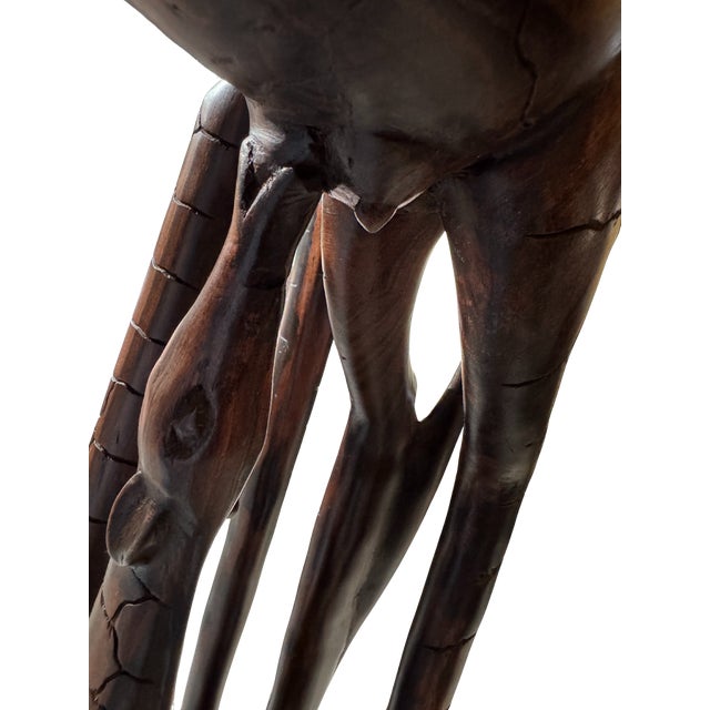 Contemporary Late 20th Century Hand-Carved Solid Wood Giraffe Family Sculpture For Sale - Image 3 of 17