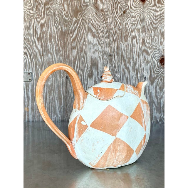 Vintage Postmodern Studio Pottery Teapot For Sale - Image 9 of 12