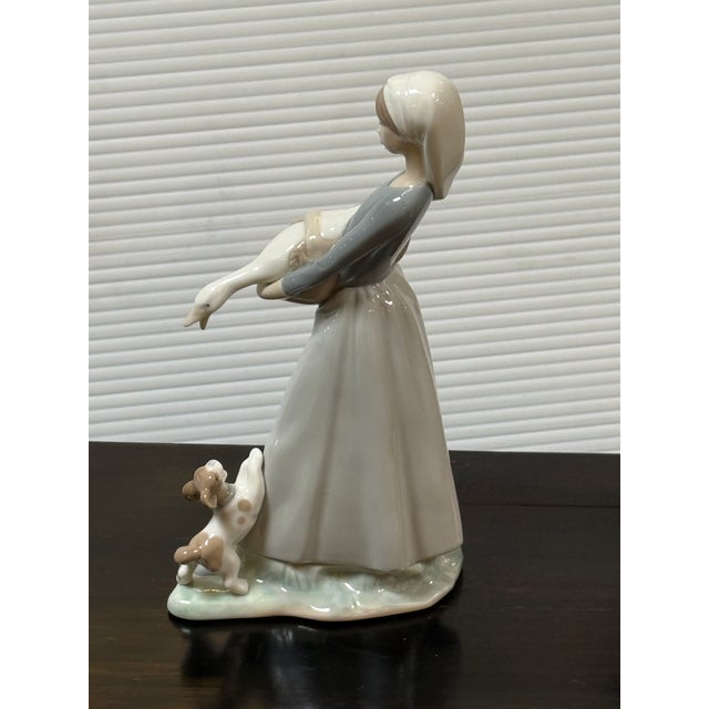 Fulgencio García for Lladró Girl With Goose and Dog Porcelain Figurine, Signed For Sale - Image 11 of 12