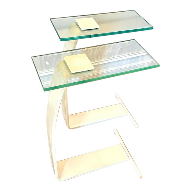 Pair of Vintage Mid Century 1970s Modern Dia Design Institute America Pair of Glass and Metal Drink Tables For Sale