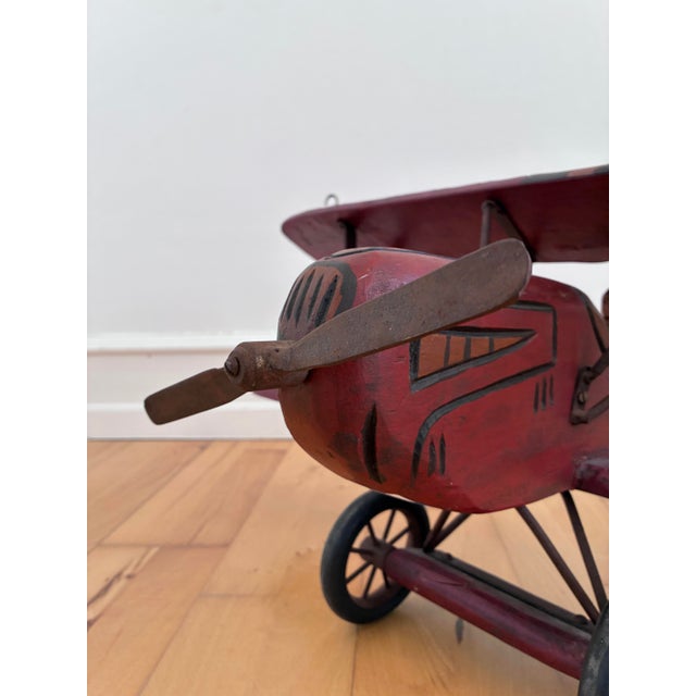 Large Vintage Handmade Wooden Airplane Model Biplane, 1930s For Sale - Image 6 of 18
