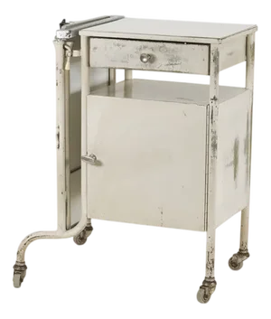 Industrial Doctor's Bedside Table in Painted Metal, 1950s