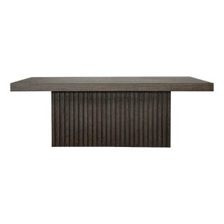 Matthew Izzo Home Tyson Espresso Oak Slab Coffee Table With Slatted Pedestal Base For Sale