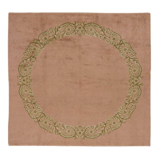 Vintage French Floral Wool Square Rug With Cartouches by Rug & Kilim, 1950-1959 For Sale