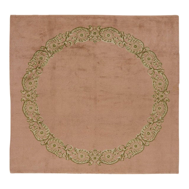 Vintage French Floral Wool Square Rug With Cartouches by Rug & Kilim, 1950-1959 For Sale