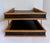 1960s 1960s Mid-Century Modern Oak & Black Leatherette Two-Tier Desk Organizer / Letter Tray For Sale - Image 5 of 12