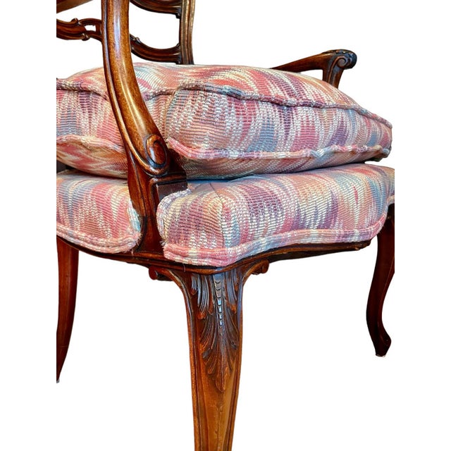 Pink 1940s Vintage Hand Carved Mahogany Lounge Chair For Sale - Image 8 of 10