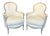 Antique French Louis XV Painted Bergère Armchairs With New Upholstery -a Pair For Sale