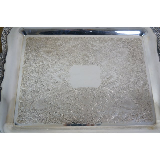 Metal Mid 20th Century Reed & Barton Tara Hall & Wm Rogers Silverplate Handled Serving Trays Platters For Sale - Image 7 of 16