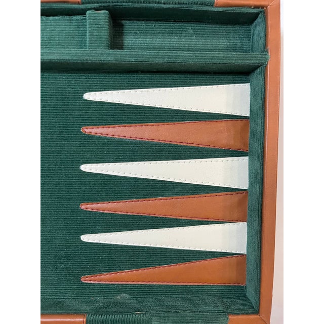 Vintage Mid-Century Green and Brown Striped Backgammon Game Set in Travel Case For Sale - Image 14 of 17