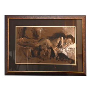 Reclining Nude Study" by Richard Hauser(1931-2004), Framed