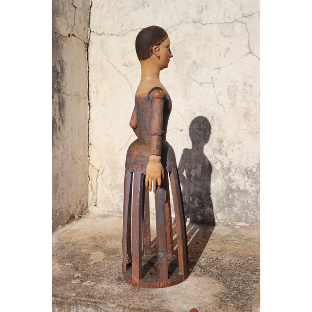 18th Century Portuguese Baroque Santos Cage Doll With Glass Eyes, Virgin, Mannequin For Sale - Image 4 of 18